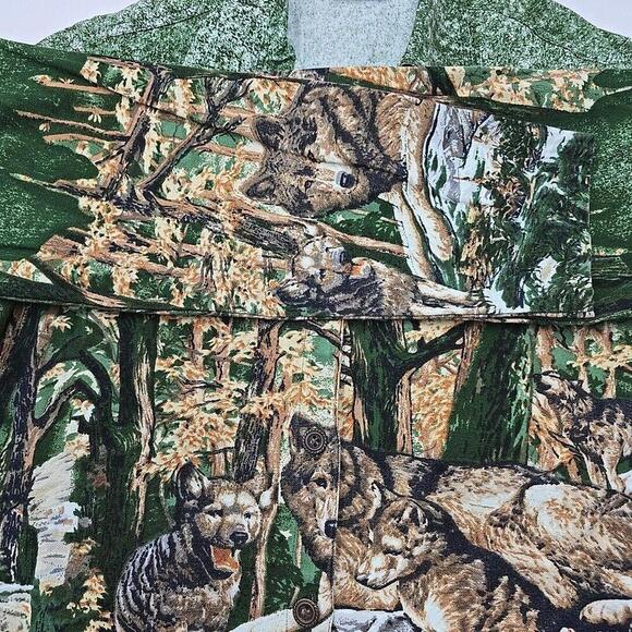 Vtg Whales Friends Button Up Embellished 100 Cotton Jacket Wolves Collared - Picture 6 of 12